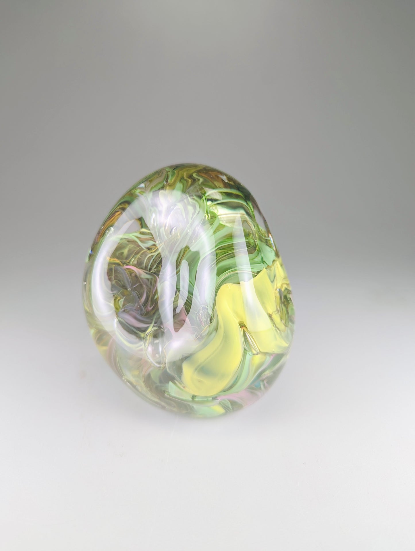 “Ovomorph” hand molded glass blown paperweight sculpture