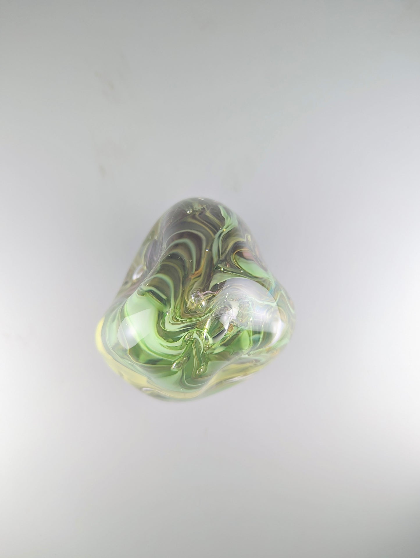 “Ovomorph” hand molded glass blown paperweight sculpture