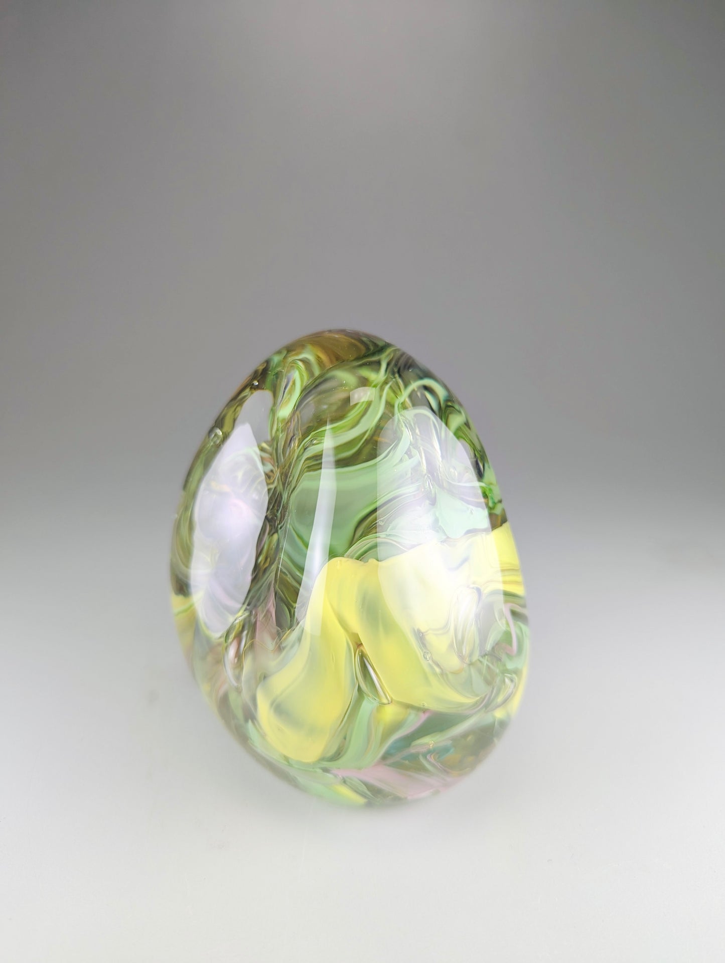 “Ovomorph” hand molded glass blown paperweight sculpture