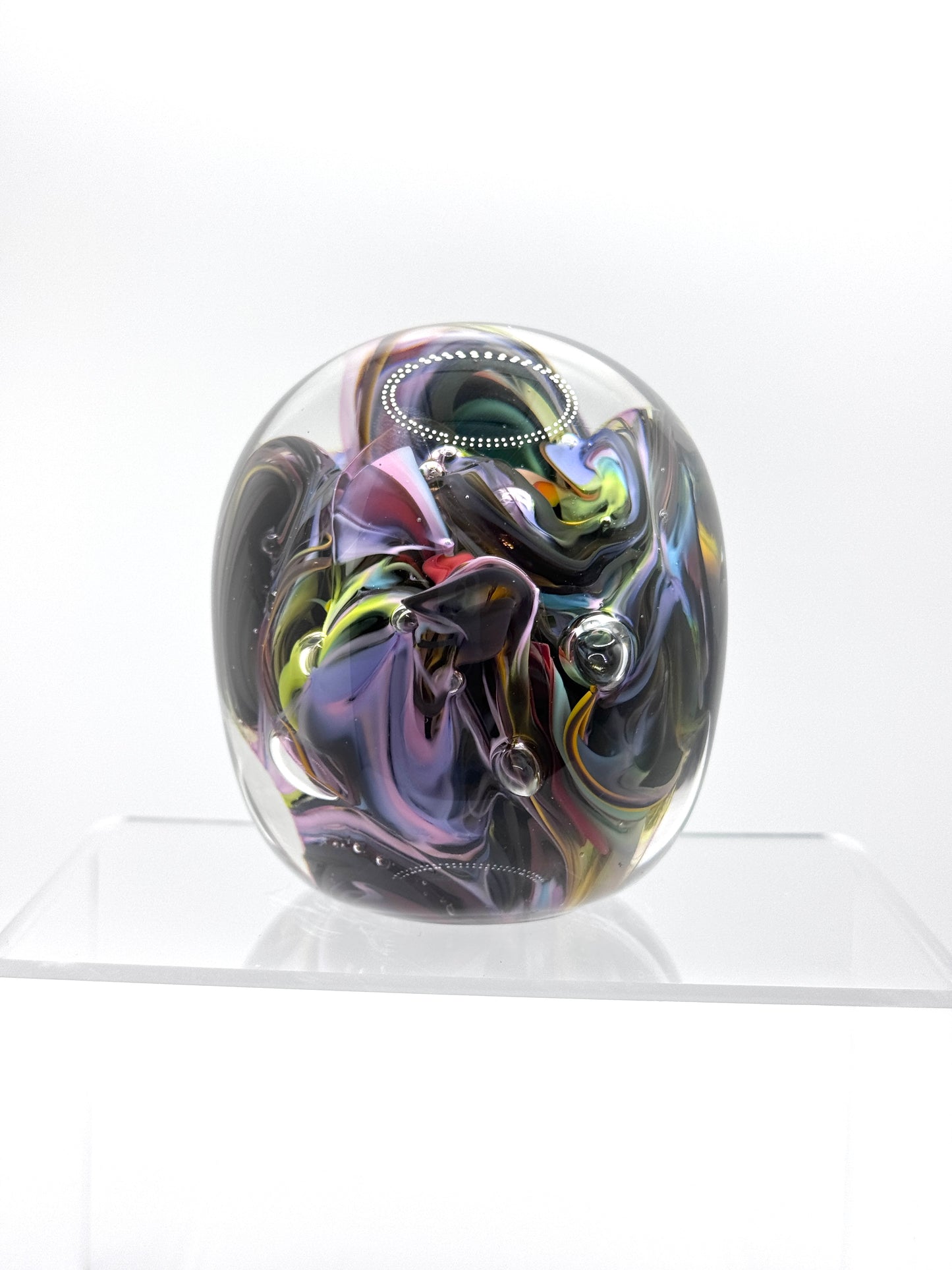 “Dark Matter” glass blown paper weight