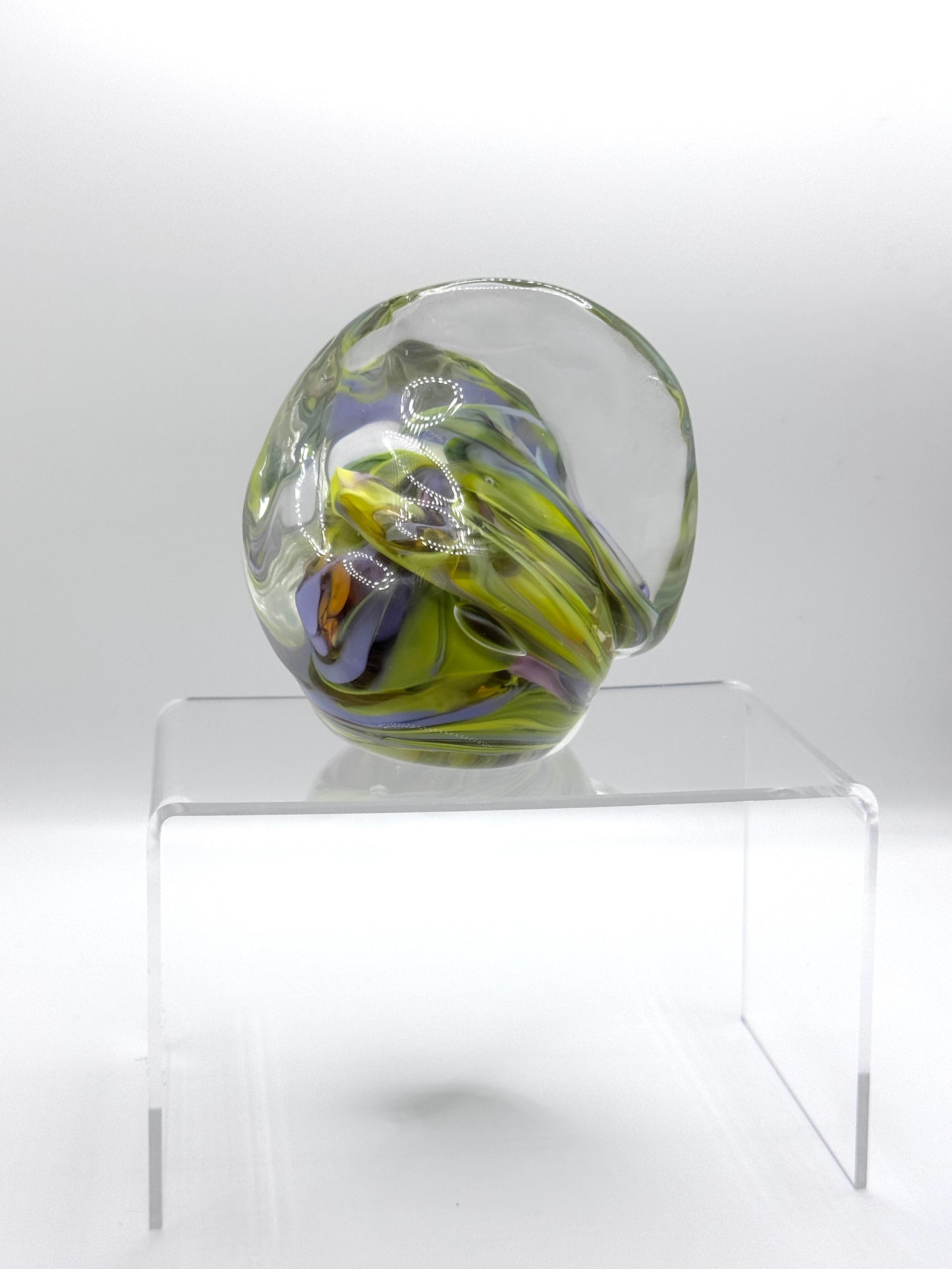 “Oceania” hand molded glass blown paper weight sculpture