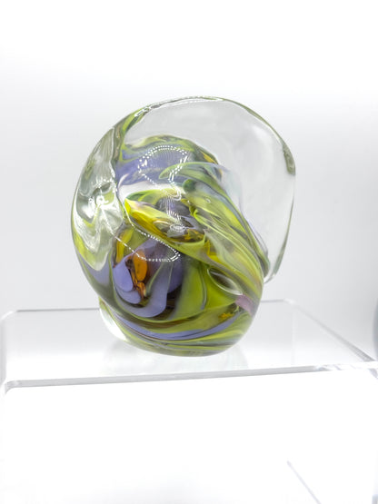 “Oceania” hand molded glass blown paper weight sculpture